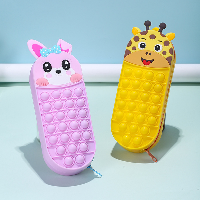 2023 silicone cute reduce pressure toys stationery box school pencil case for children