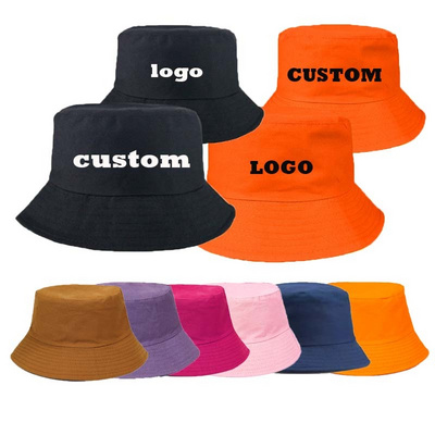 Hb0001 Wholesale Custom Embroidery Logo Men Women Cotton Bucket Cap Adult Summer Fisherman Sun Bucket Hat With Custom logo