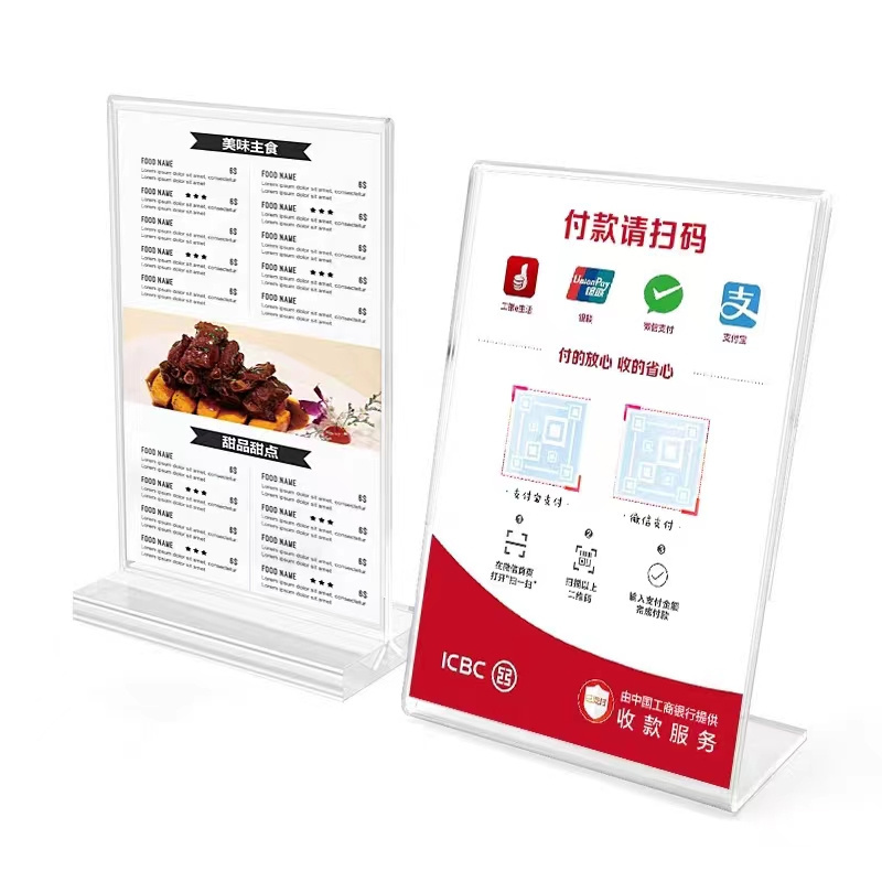 Cheap Custom A5 A6 Advertising Display Stand Tabletop Menu T Shape Transparent A4 Acrylic Sign Holder