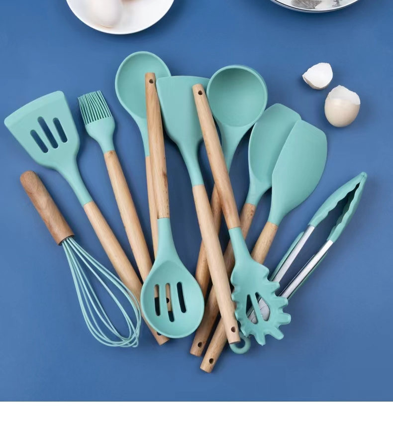 12PCS Silicone Kitchenware Non-Stick Pan Cooking Utensils Set Kitchen Measuring Spoons Utensils Baking Tools With Storage Box