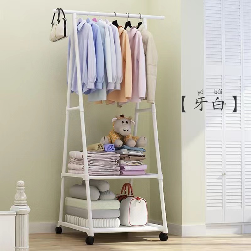 Coat rack triangle coat rack floor pulley mobile multi-layer hanger simple modern stainless steel clothes holder drying rack