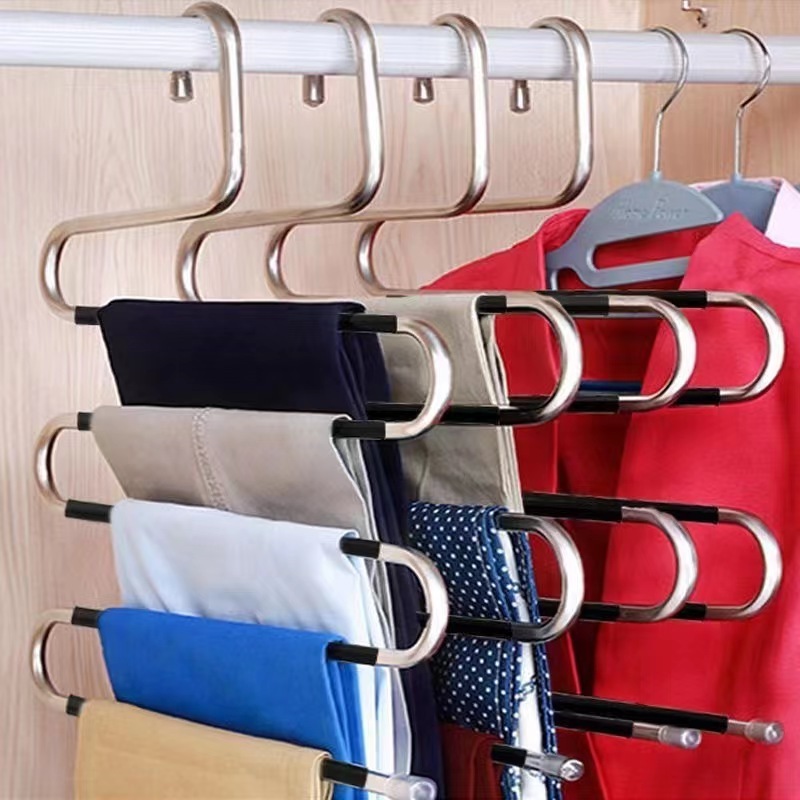 5 Layers Multi-functional Clothes Hangers Non-slip Pant Storage Rack Cloth Rack with Multiple Functions for Hanging and Storage