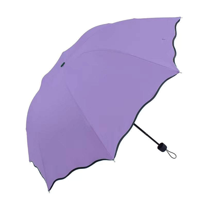 Portable Umbrella Creative Water Flowering Ruffled Sunny and Rain Umbrellas Windproof UV-proof Manual Vinyl Umbrella