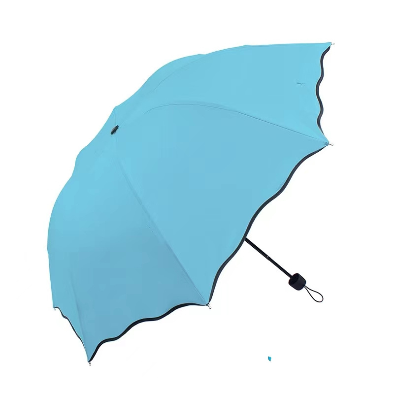 Portable Umbrella Creative Water Flowering Ruffled Sunny and Rain Umbrellas Windproof UV-proof Manual Vinyl Umbrella