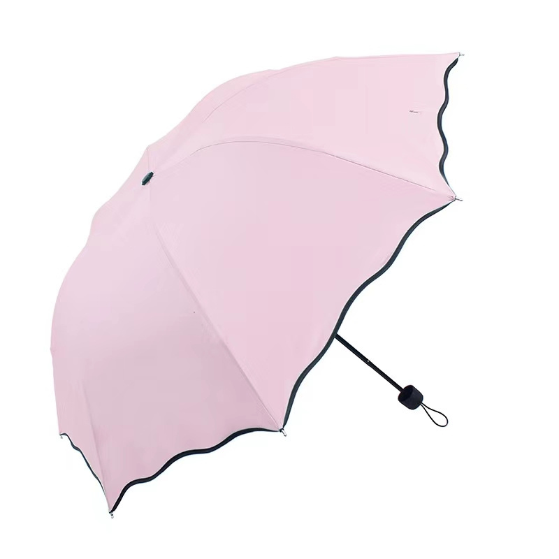 Portable Umbrella Creative Water Flowering Ruffled Sunny and Rain Umbrellas Windproof UV-proof Manual Vinyl Umbrella