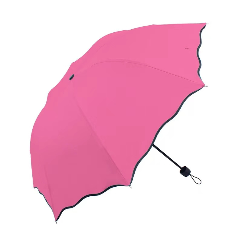 Portable Umbrella Creative Water Flowering Ruffled Sunny and Rain Umbrellas Windproof UV-proof Manual Vinyl Umbrella