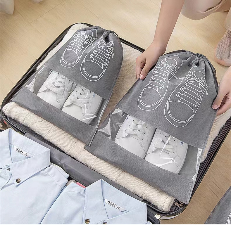 Non-woven Shoes Bag Waterproof Dustproof Travel Bag Portable Tote Drawstring Bag For Shoes Storage Shoes Organizer