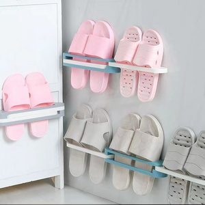 Folding Slippers Holder Shoes Hanger Self Adhesive Storage Towel Racks Bathroom Slippers Rack Wall Mounted Shoe Organizer Rack