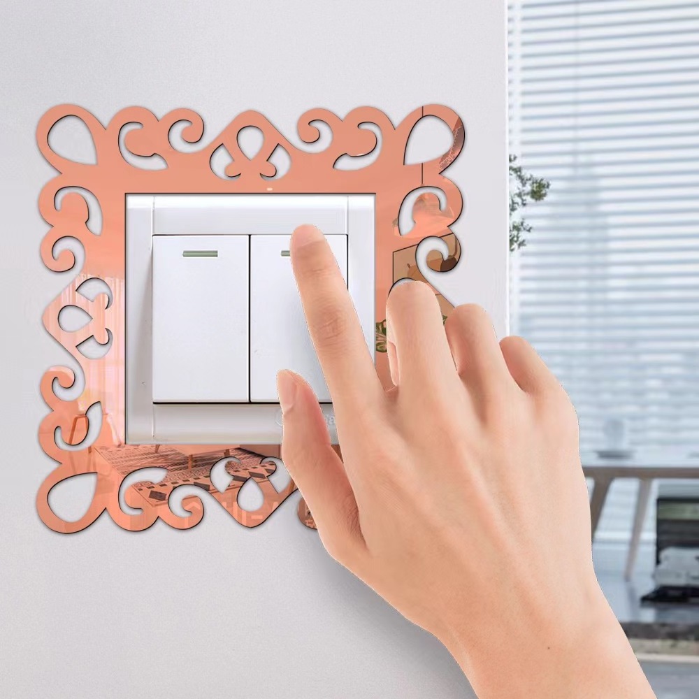 European Style Socket Decals Switch Wall Stickers Decoration Square Shaped Lace Light Switch Cover Sticker Home Decoration