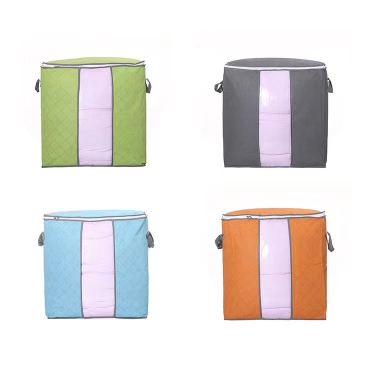 Home colorful bamboo charcoal quilt storage bag large non-woven clothing quilt bag clothing finishing travel kid's mother bag