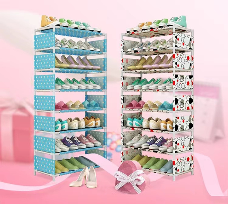 Multi-layer combined storage shoe rack Simple shoe cabinet Small shoe rack dust-proof multifunctional rack in dormitory lobby