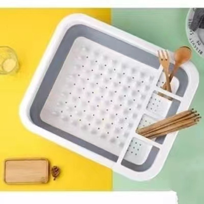 Vegetable Washing Draining Basket Collapsible Kitchen Bowl Plate Plastic Storage Box Multifunctional Foldable Dish Draining Rack