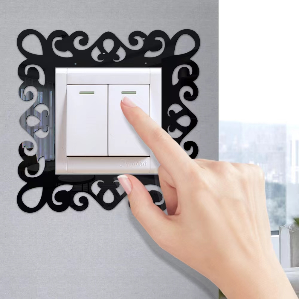 European Style Socket Decals Switch Wall Stickers Decoration Square Shaped Lace Light Switch Cover Sticker Home Decoration