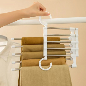 Multifunctional magic pants rack five-in-one stainless steel pants rack five-layer storage folding telescopic hanger