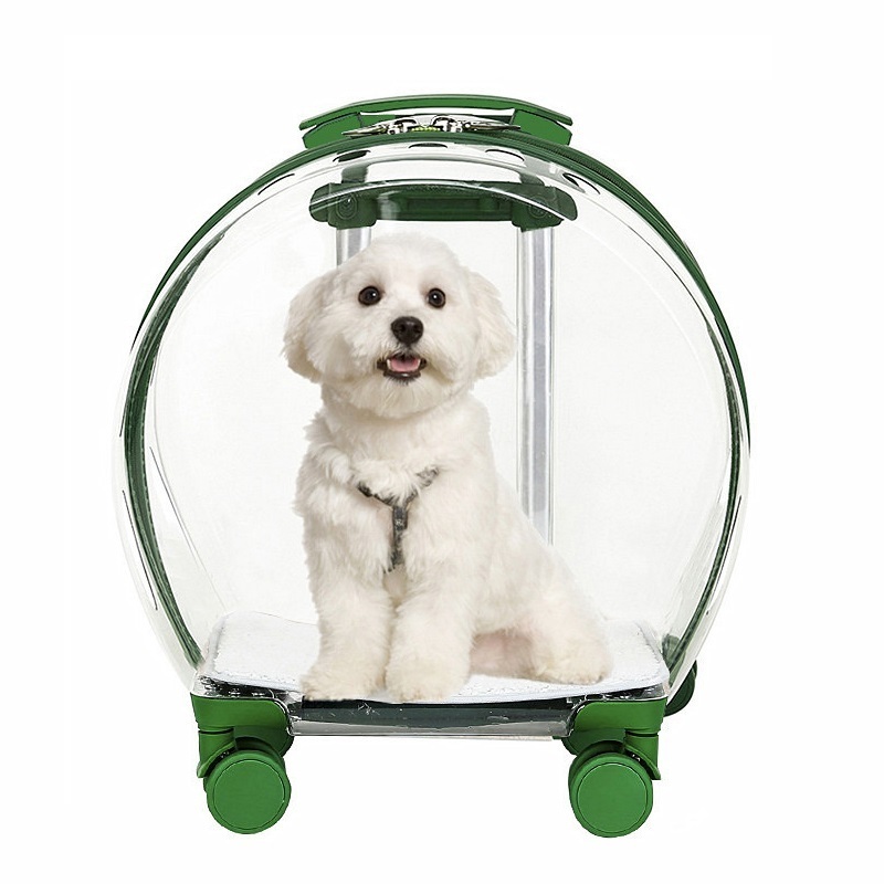 Pet Trolley Carrier On Wheels Fully Transparent Pet Trolley Carry Bag Airline Approved Pet Dog Travel Bag With Wheels