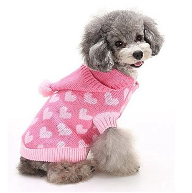 Fashion Sweet Heart Dog Sweater Pet Clothes Knitted Dog Sweater Warm Sweater For Dog