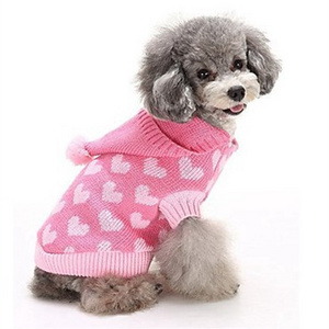 Fashion Sweet Heart Dog Sweater Pet Clothes Knitted Dog Sweater Warm Sweater For Dog