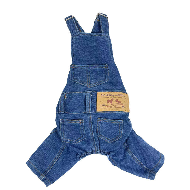 Wholesale Pet Dog Clothes Denim Jumpsuits Designer Comfortable Stretch Washed Denim Jeans Clothes Ropa Para Mascotas Pet Apparel