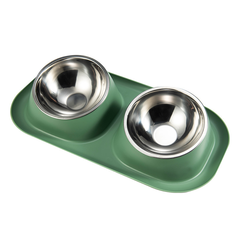 Dog Bowl With Stand Raised Dog Double Bowls Stainless Steel Plastic Cat Puppy Food Water Feeding Double Bowls