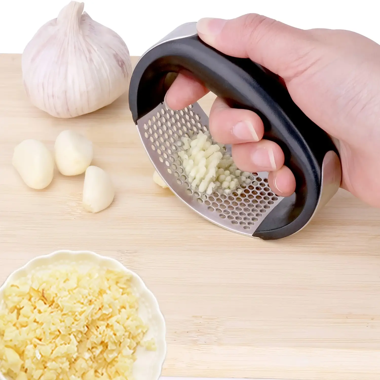 Household kitchen manual ring garlic pounder stainless steel garlic press garlic cooker