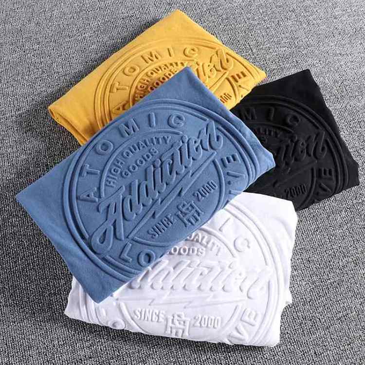 High Quality new design custom tshirt plain oversized heavyweight graphic luxury 3d embossed printing t shirt for men