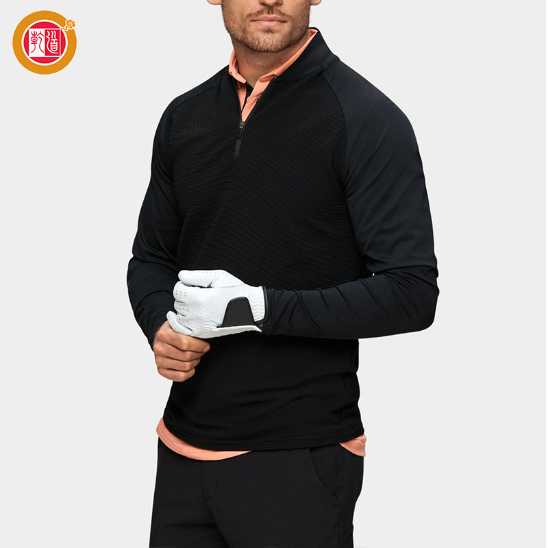 Custom Logo Polyester Classic Fit Performance Quarter 1/4 Zip Men's Golf Pullover