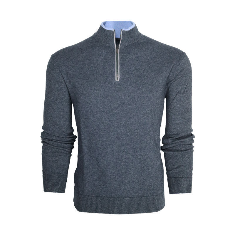 Wholesale Functional Mock Neck Men's Sweaters 1/4 Zip Cotton Sweater Pullover Polo Sweaters Striped Fall Winter Warm Sweatshirts