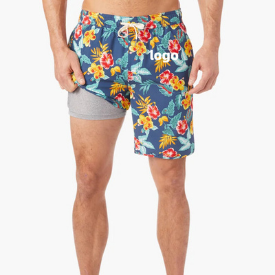 New design custom oversized baggy waterproof slim fit swim sports hawaiian beach volleyball print logo men shorts