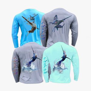 Summer new fashion wholesale breathable sun protection uv quick dry print long sleeve spf 50 fishing shirts for men plus size