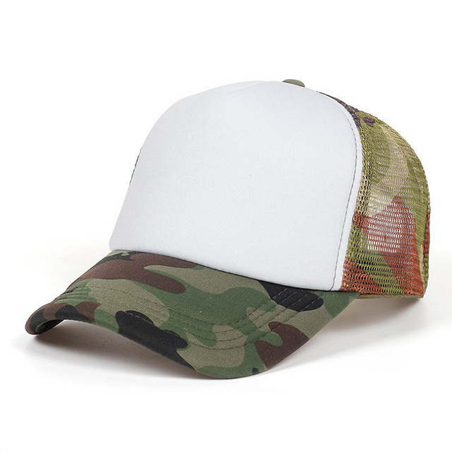 Custom High Quality 5 Panel Sublimation Camo Trucker Hat Snap Back Fashion Mesh Foam Blank For DIY Design Trucker Hat