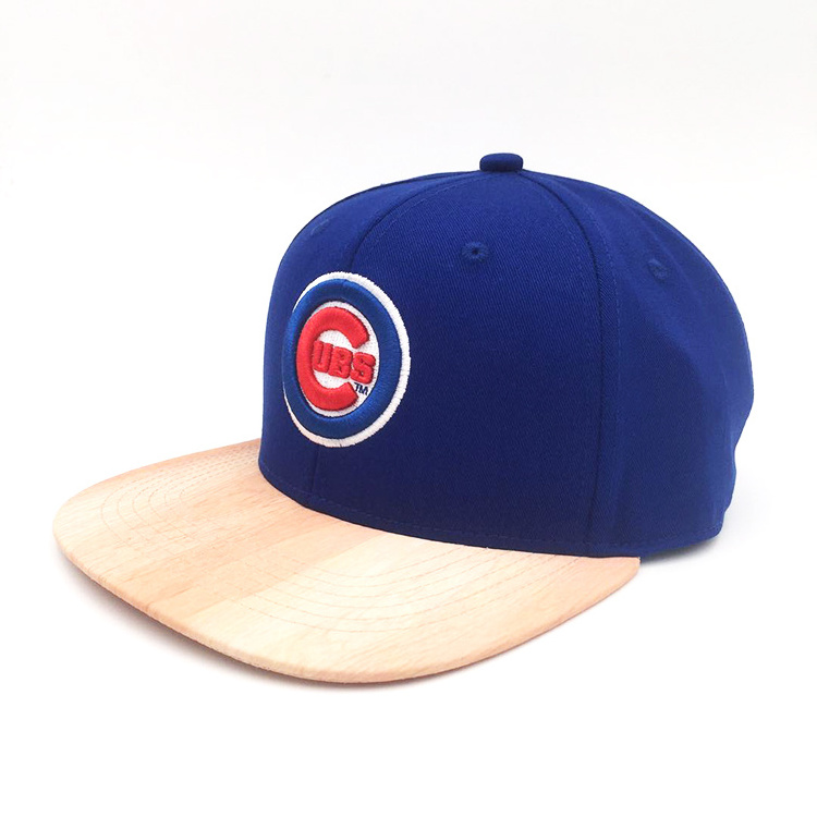 Sublimation Wood Flat Brim Snapback  Hat With Strap Back