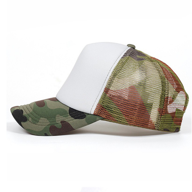 Custom High Quality 5 Panel Sublimation Camo Trucker Hat Snap Back Fashion Mesh Foam Blank For DIY Design Trucker Hat