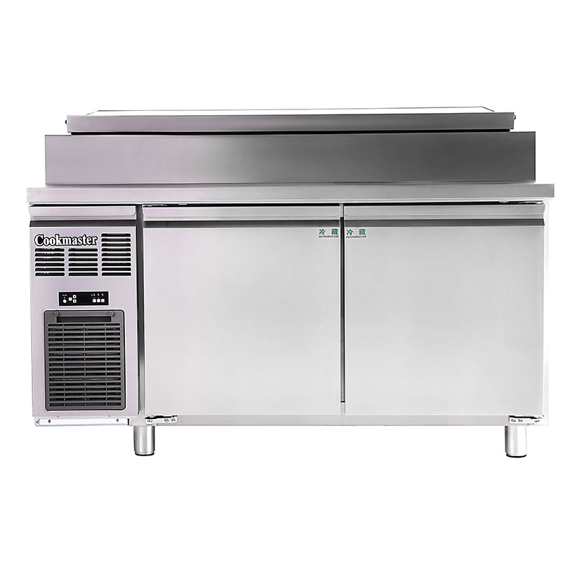 304 pizza make prep stations stainless steel commercial kitchen 2 door salad prep table for pizza