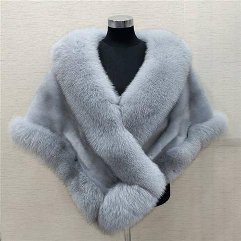 2024 New Design Fashion Faux Fox Fur Shawl Winter Warm Windproof Cape Imitation Coat