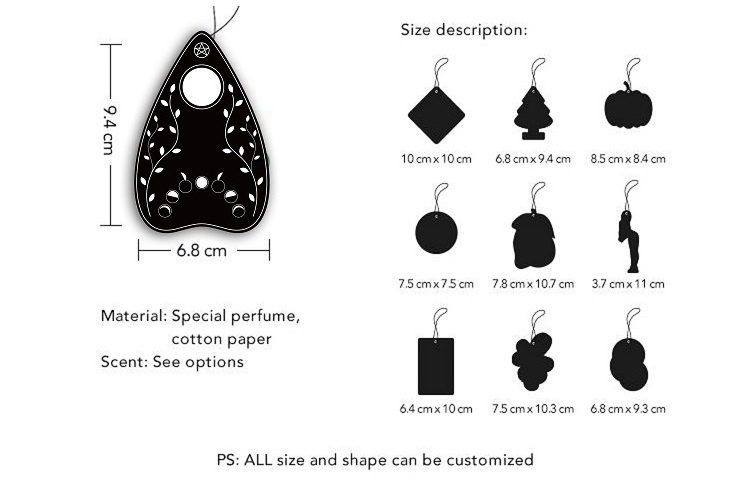 Qiang Qiang paper Custom Logo black perfume ice air Freshener with vacuum packaging