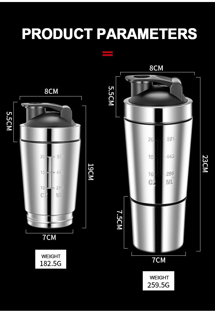 New Design Custom High Quality Insulated Metal Stainless Steel Blender Shaker Bottles Customized Logo Bottle Protein Shaker