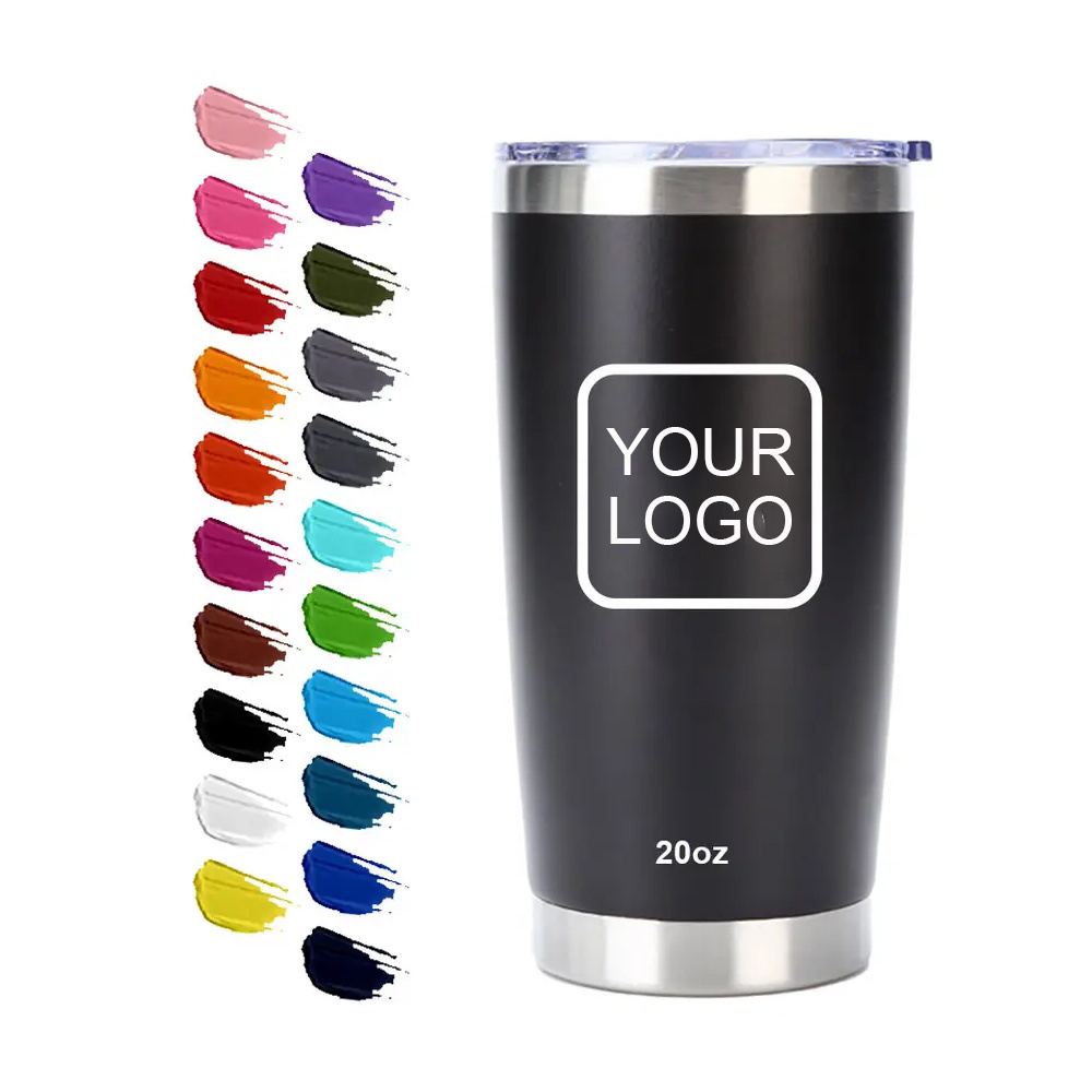 20oz Powder Coated Magnetic Coffee Stainless Steel Vacuum Insulated Tumbler With Lid Double Wall Colored Lids 20oz Tumbler Cups