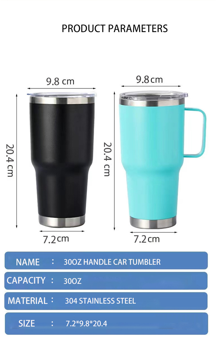 Custom Logo 30oz Tumbler Travel Mug  30 oz Logo Handle Tumbler 30oz Sublimation Tumbler Blanks With Handle