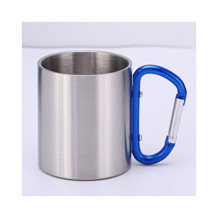 Metal Travel Coffee Mountaineering Buckle Mugs with Handle Custom Stainless Steel Carabiner Mugs Set Wholesale Camping Camp Mug