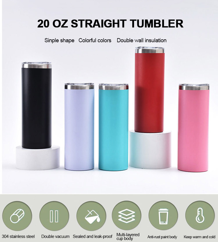 20oz Sublimation Blanks Skinny Tumbler Straight Pyd 20oz Skinny Tumbler Stainless Steel Thermos Water