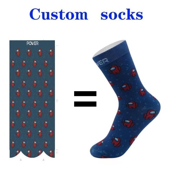 Custom pattern designer crew blank socks cotton polyester sport custom sublimation socks