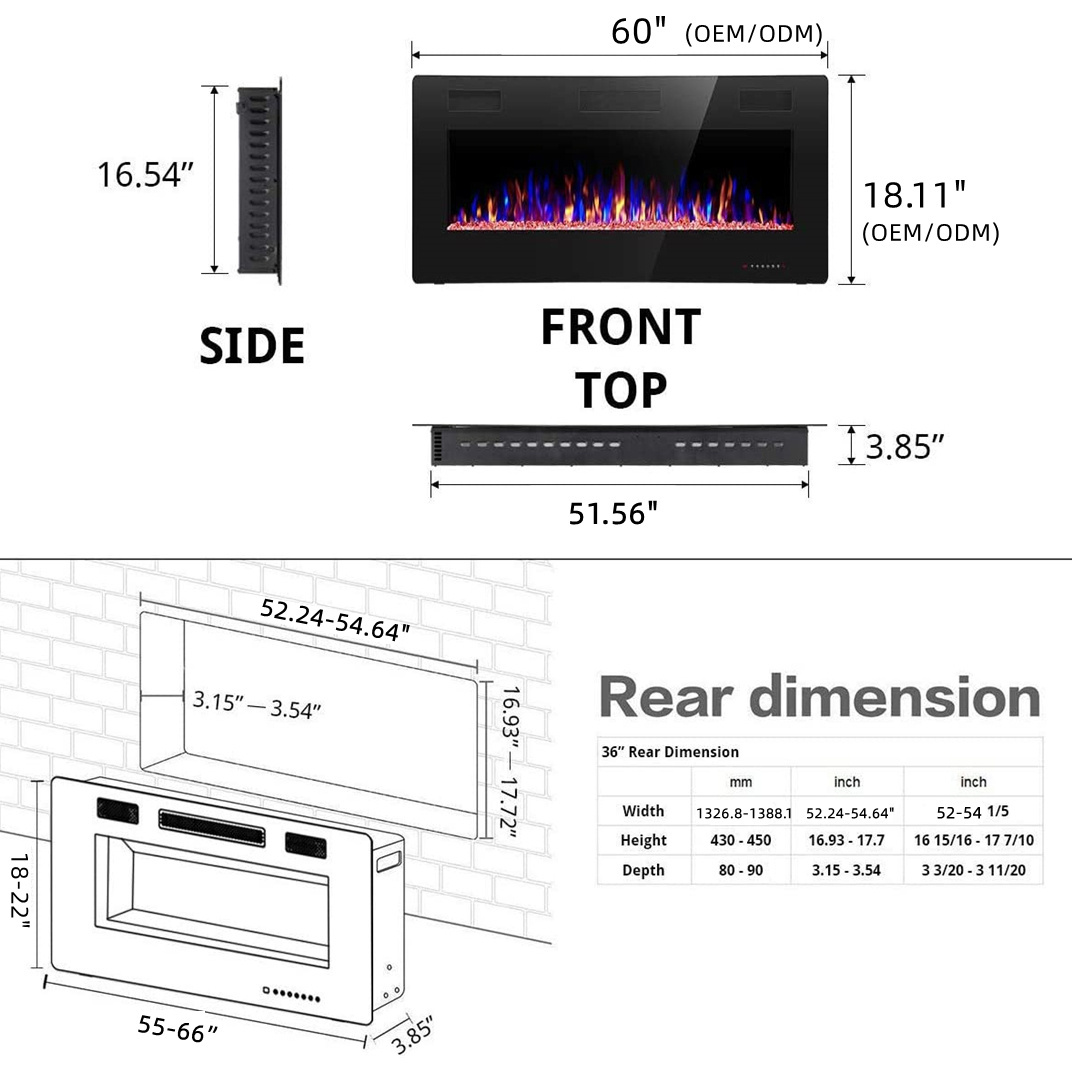 wholesale chimney led inside decorative  humidifier flame wall mounted  electric fireplace heaters for indoor space heater