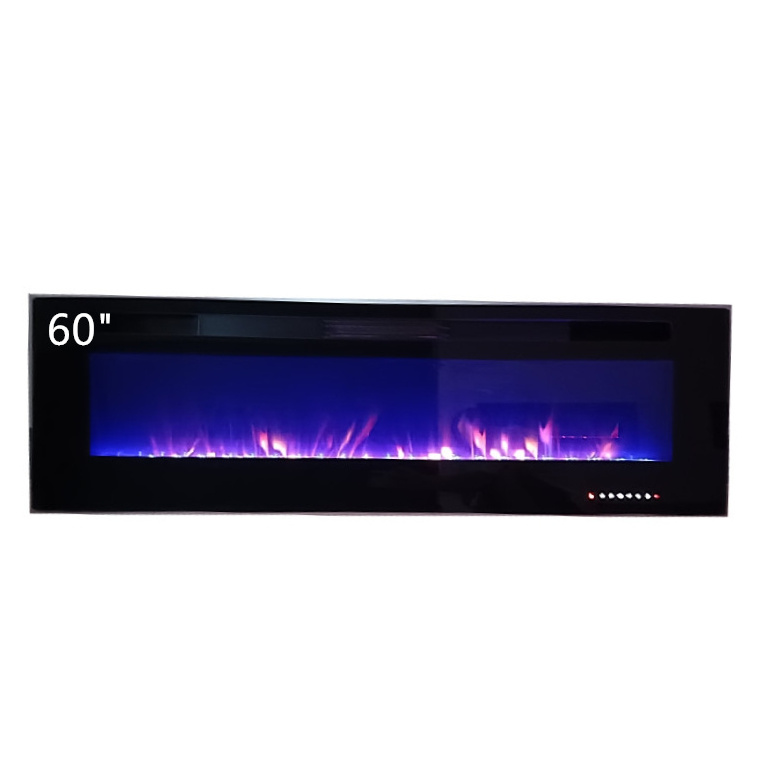 Factory Directly 60-inch Ultra-thin Electric Fireplace with 12 Colors Flame Recessed Electric Fireplace