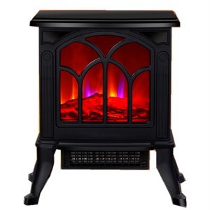 18 Inch Height Mini Electric Fireplace Tabletop Portable Heater  1500W Black Metal Frame Room Heater Space Heater Freestanding