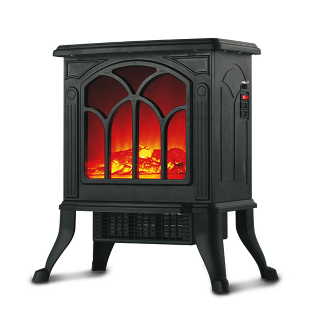 18 Inch Height Mini Electric Fireplace Tabletop Portable Heater  1500W Black Metal Frame Room Heater Space Heater Freestanding