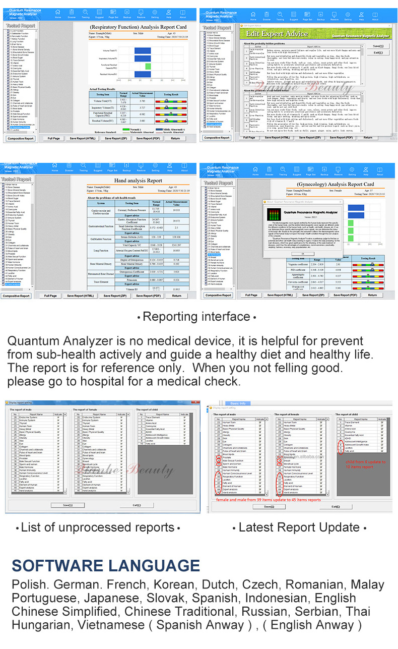 2024 latest bioresonance quantum therapy health analyzer with 53 reports