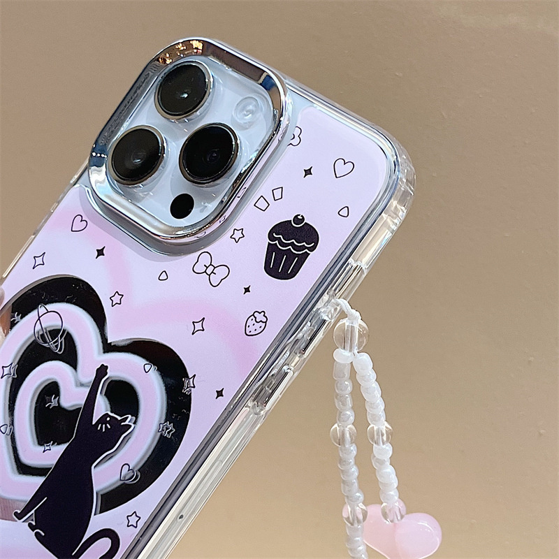 Fashionable Case for Cover Phone 15 Promax Bracelet iPhone 13 12 Three in One Mirror 11Shockproof protective cover cheap wholesa