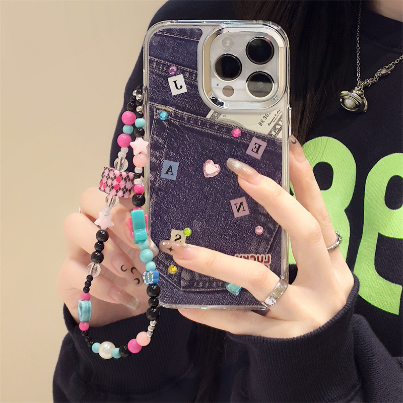 Jeans pattern  With Bracelet Case for iPhone 15 pro max case 14 13 12 11 XS trending protective cover dropshipping products