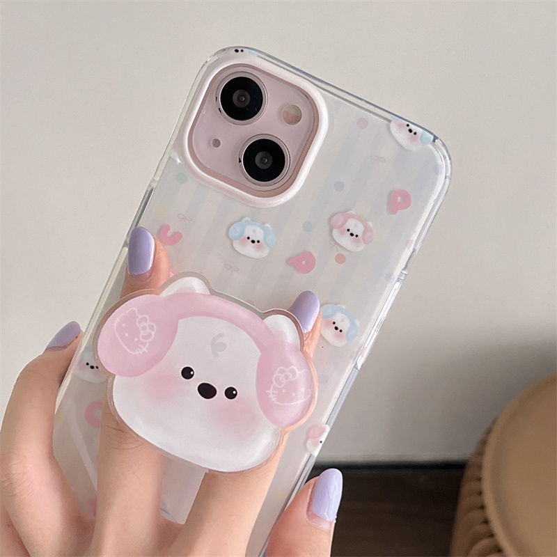 Double layer IMD wave point earphone dog case for iphone 15 pro max trending products 14 pro max 13 12  protective cover