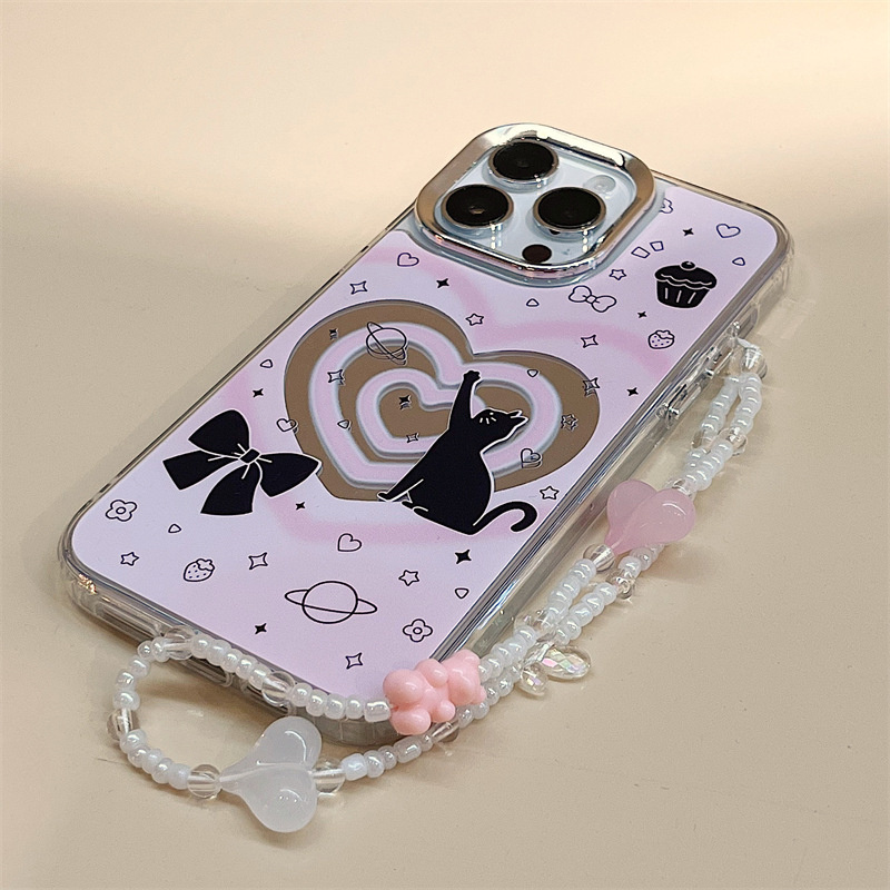 Fashionable Case for Cover Phone 15 Promax Bracelet iPhone 13 12 Three in One Mirror 11Shockproof protective cover cheap wholesa